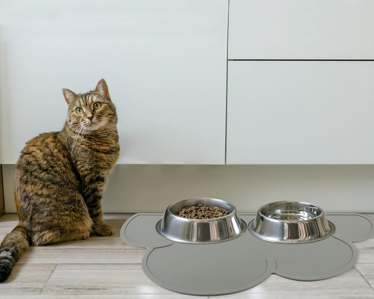 Premium Non-Slip Waterproof Silicone Pet Feeding Mat for Dogs and Cats (Dark Gray)