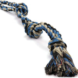 Durable Blue Twisted Rope Dog Toy with 3 Knots - Perfect for Interactive Play!