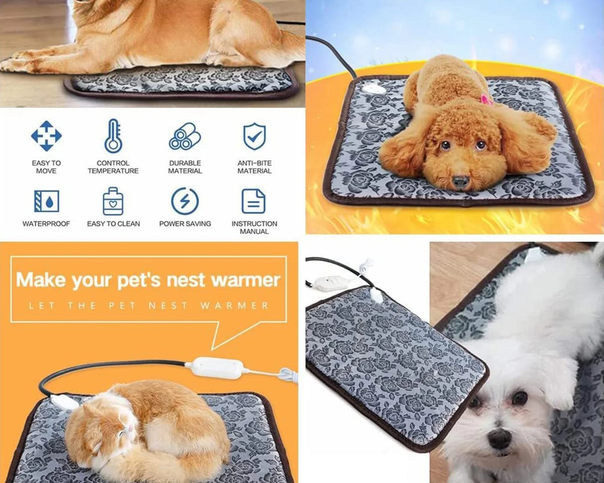 CozyPet Electric Heating Pad for Cats & Dogs - Dual Temperature Control, 17.7" Anti-Steel Cord Heated Bed Mat