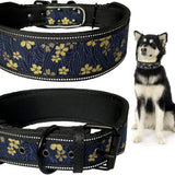 Heavy Duty Reflective Dog Collar - Padded, and Adjustable 