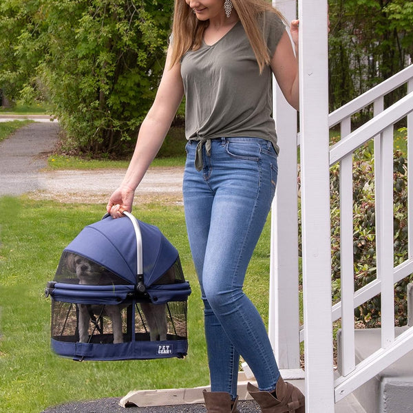 Ultimate No-Zip 360° Pet Safety Carrier & Car Seat for Small Dogs & Cats - 20-Inch, Navy