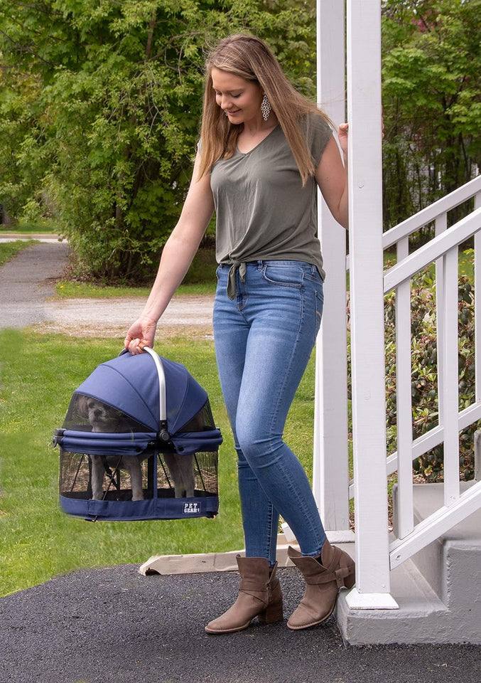 Ultimate No-Zip 360° Pet Safety Carrier & Car Seat for Small Dogs & Cats - 20-Inch, Navy