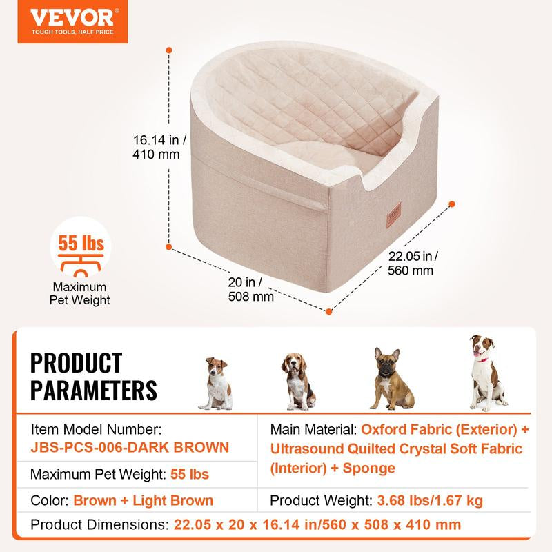  Waterproof Dog Booster Seat for Car with a Storage Pocket
