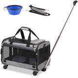 Airline Approved Rolling Pet Carrier for Small to Medium Dogs & Cats - Telescopic Handle & Wheels, Grey
