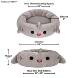 Indulge Your Pet with the 24-Inch Ultra Soft Gray Shark Plush Bed – Perfect for Dogs and Cats