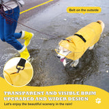 Adjustable Dog Raincoat with Clear Hood and Reflective Strips for Large, Medium, and Small Dogs - Yellow, Size L