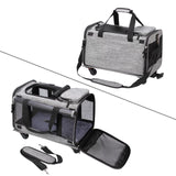 Airline Approved Rolling Pet Carrier for Small to Medium Dogs & Cats - Telescopic Handle & Wheels, Grey