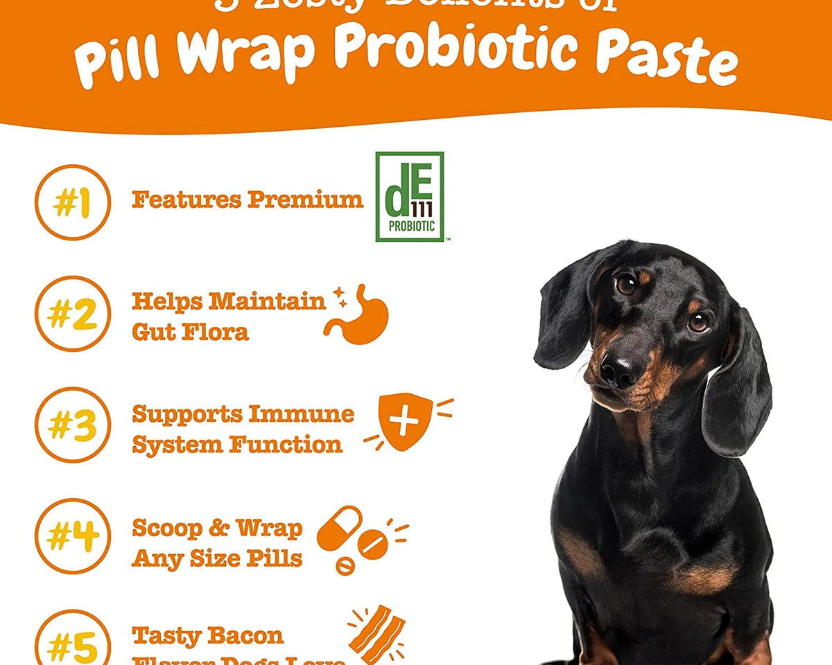 Bacon-Flavored Probiotic Pill Wrap Paste for Dogs - 45 Count Dry Training Treats