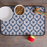 Paw & Patch Nautical Blue Small Ceramic Pet Bowl for Dogs and Cats - 4.25