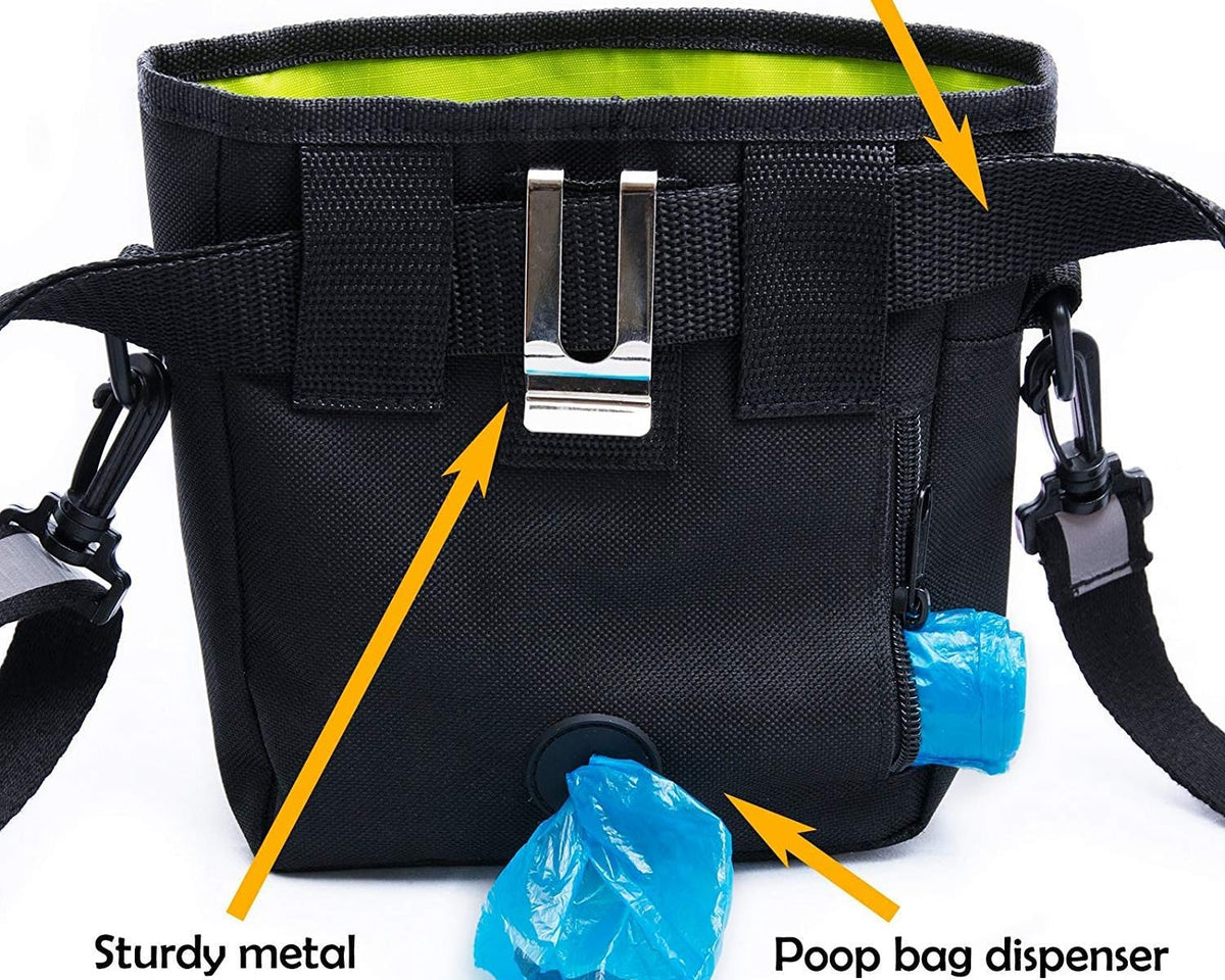 Premium Dog Treat Pouch with Clicker & Collapsible Bowl - Adjustable Reflective Straps for Training Success!