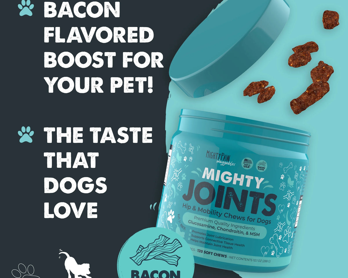 Waggables Hip & Joint Chews for Dogs - Vet-Formulated Glucosamine, Chondroitin & MSM Supplement for Enhanced Mobility - 120 Count