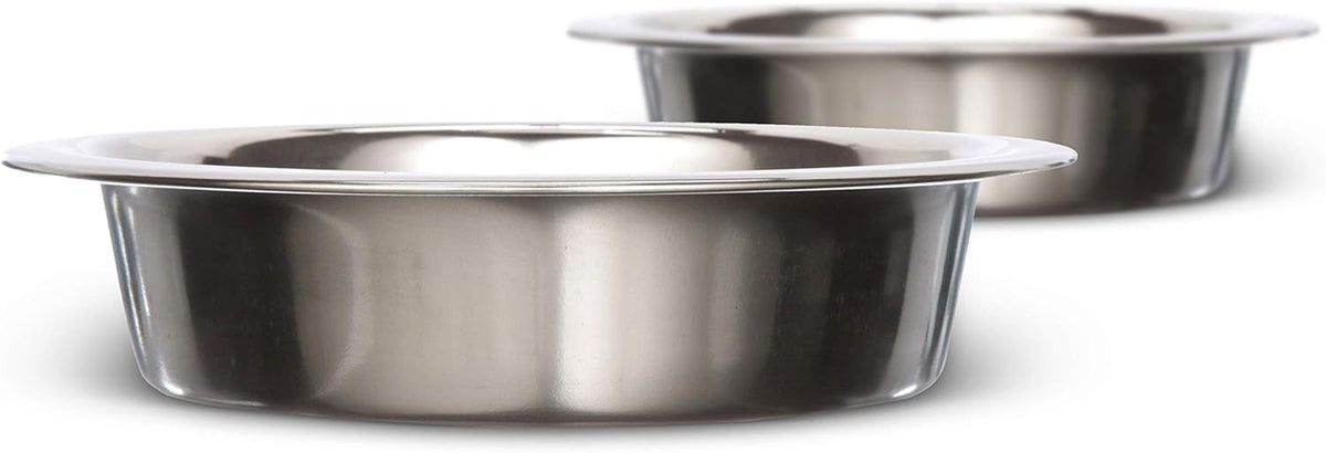 Set of 2 Shallow Stainless Steel Cat Bowls (1 Cup / 8 Oz.) - Replacement Dishes for Neater Feeder Express & Deluxe, Whisker-Friendly and Dishwasher Safe