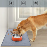Large Waterproof Non-Slip Silicone Feeding Mat for Dogs and Cats with Raised Edge, Anti-Mess Placemat for Food and Water, Grey (24