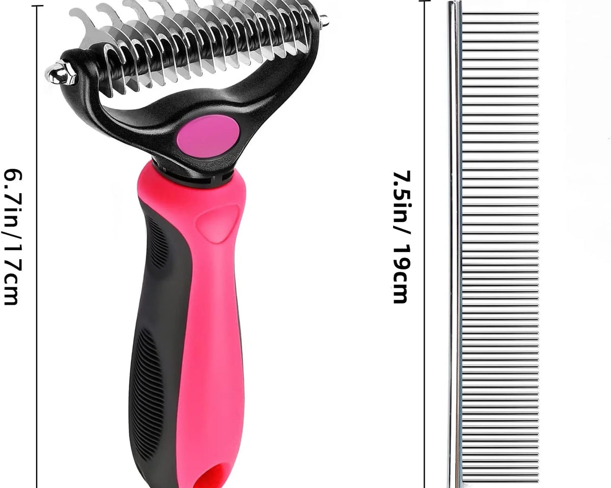 Ultimate Pet Grooming Brush - Double-Sided Deshedding & Dematting Tool for Dogs & Cats - Effortless Undercoat Rake Comb for a Healthy, Shiny Coat