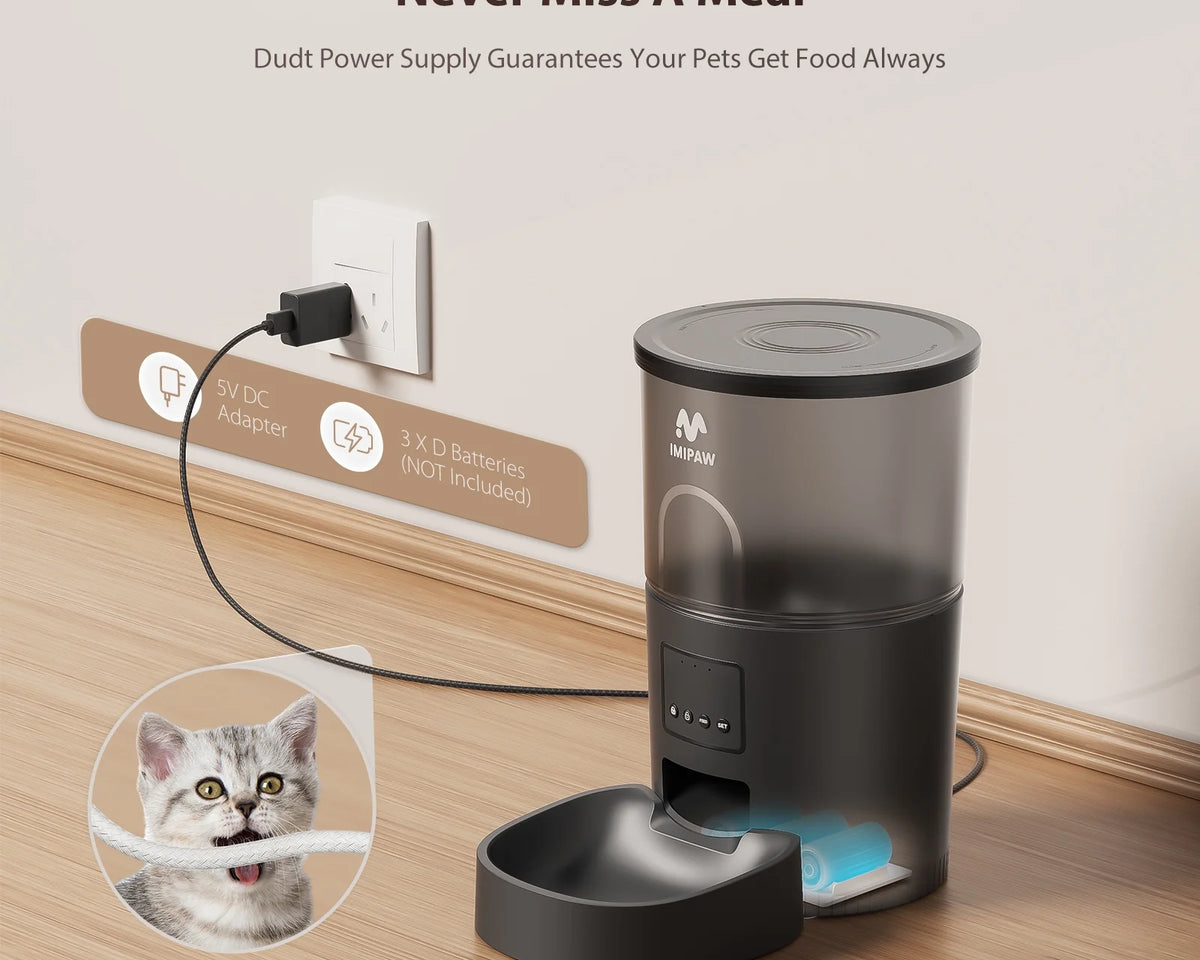 Smart Wi-Fi Cat Feeder with 3L Capacity, Timer Function, and 180-Day Battery Life