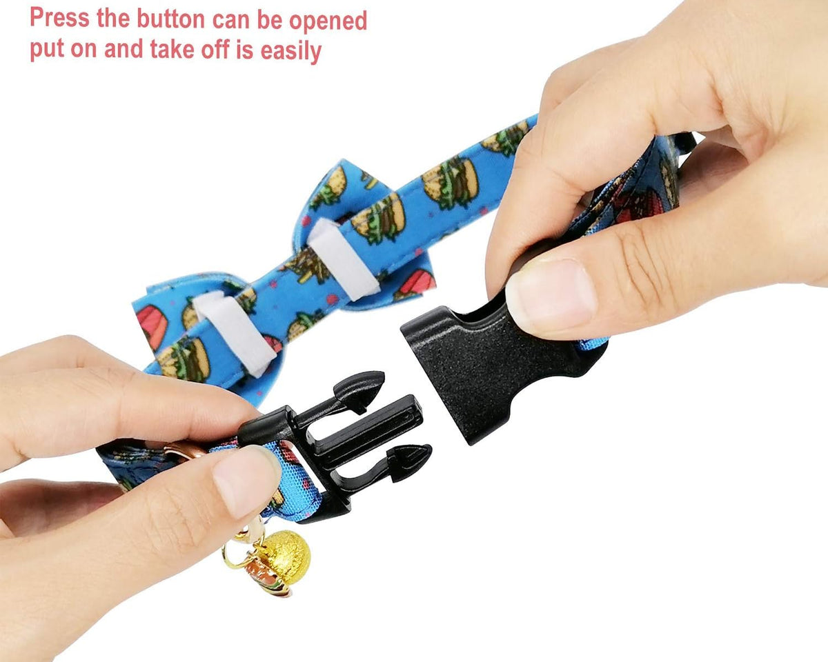 2 Packs Adjustable Dog Collar with Bells and Charm Safety Buckle 
