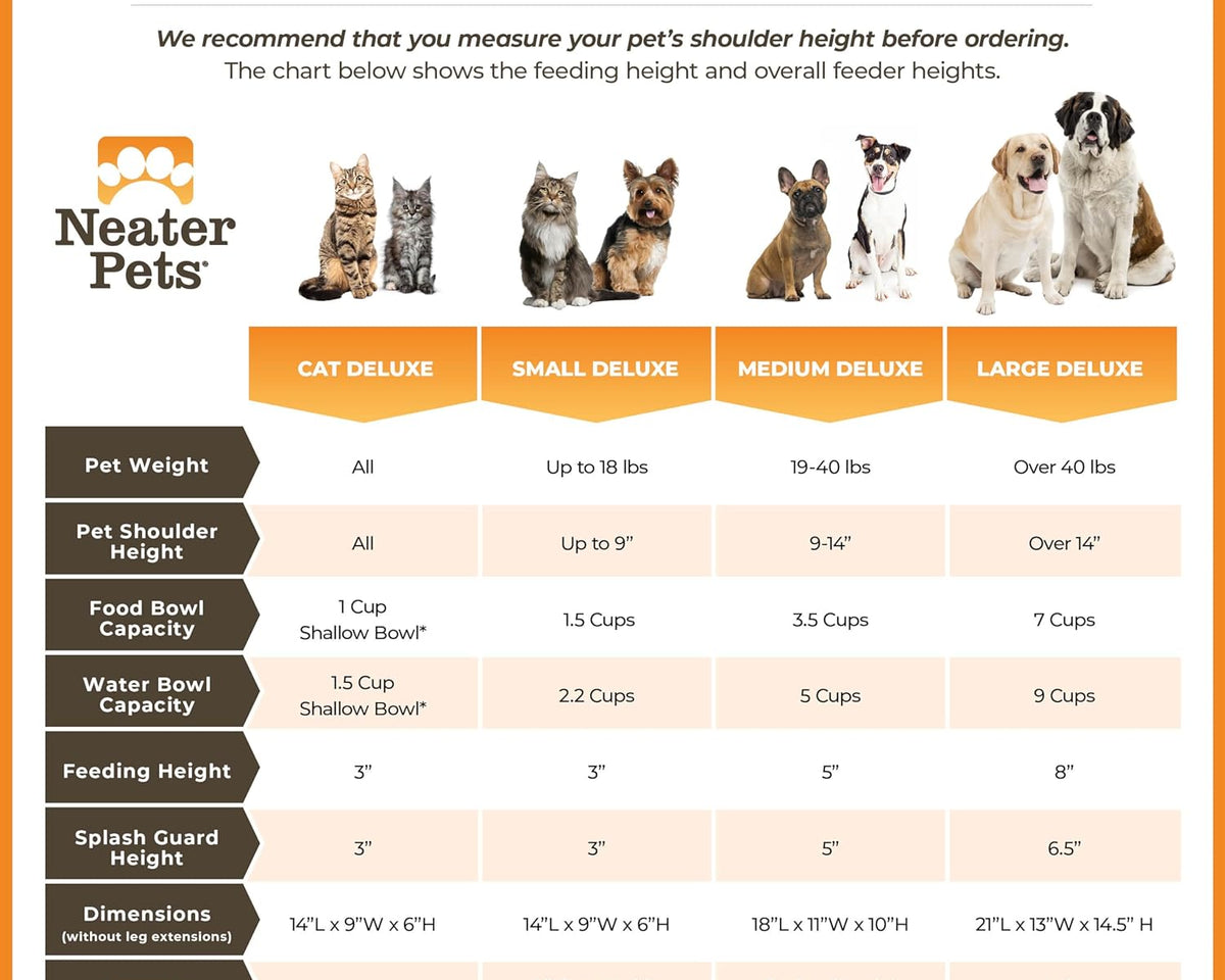 Deluxe Elevated Feeder for Small Dogs (Up to 19 lbs) - Mess-Proof Food and Water Bowl Set, USA-Made, Grey