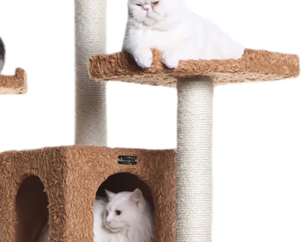 Real Wood 74" Multi-Level Cat Tree Large Cat Play Furniture