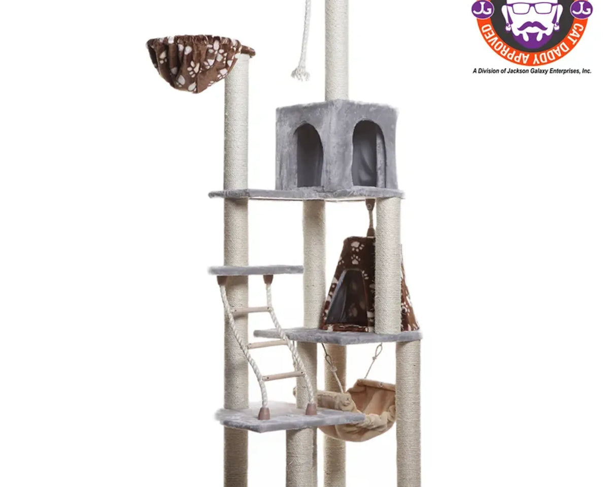 Real Wood Cat Climber Play House With Playhouse, Basket