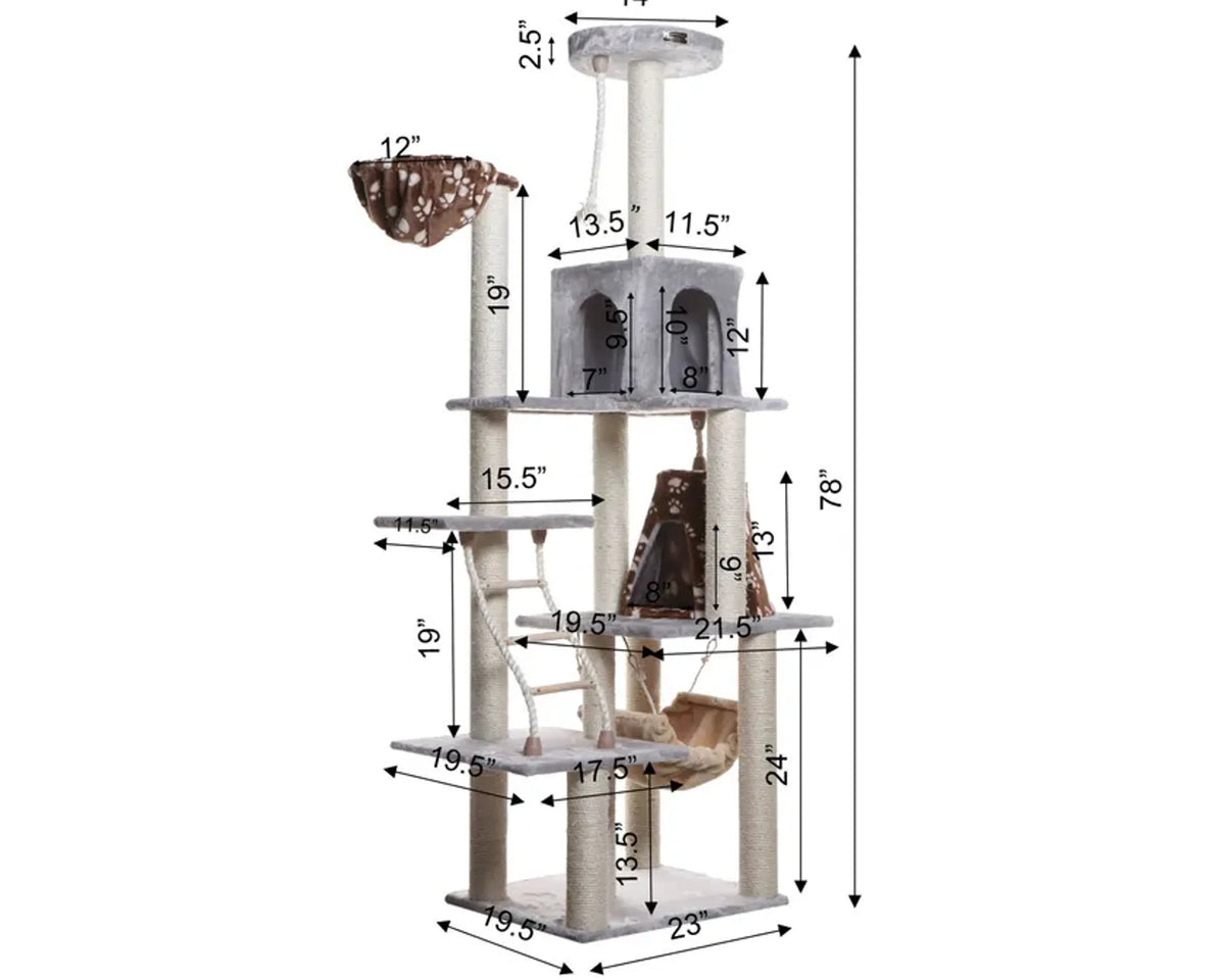 Real Wood Cat Climber Play House With Playhouse, Basket