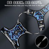 Adjustable No-Pull Dog Harness with Reflective Oxford Vest and Collar, Featuring Front/Back Leash Clips and Easy Control Handle for All Dog Sizes