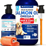 Premium Wild Alaskan Salmon Oil for Dogs - 8 FL OZ Omega 3 Fish Oil with Natural EPA