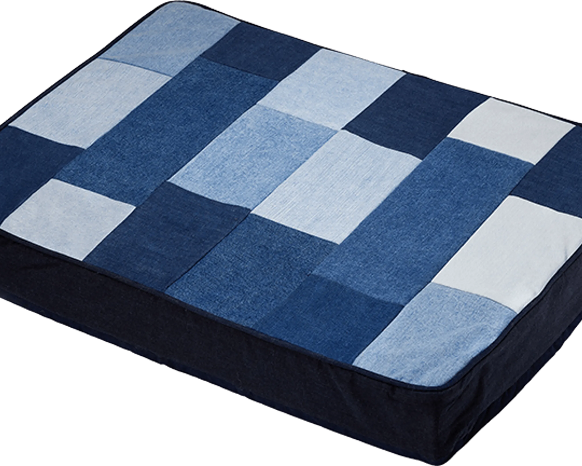 Patched Denim Dog Bed