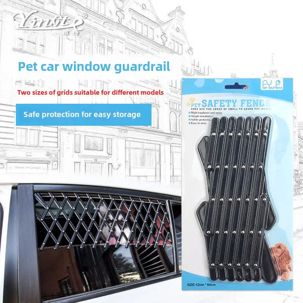 Retractable Pet Car Window Fence - Safety Grille for Travel & Ventilation in SUVs, Trucks & Cars