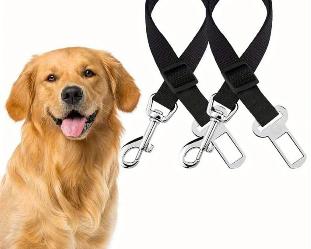 Adjustable Pet Car Seat Belt Harness - Safe Travel Leash for Dogs and Cats, Machine Washable Nylon Design