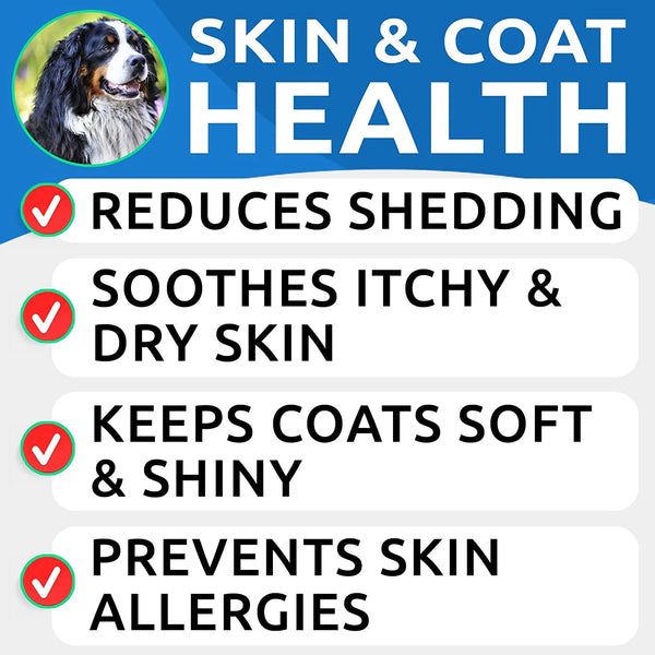 Omega 3 Fish Oil Treats for Dogs - 180 Soft Chews for Shedding, Skin Allergies, Itch Relief & Joint Health - Premium Salmon Oil with EPA & DHA for a Healthy Coat