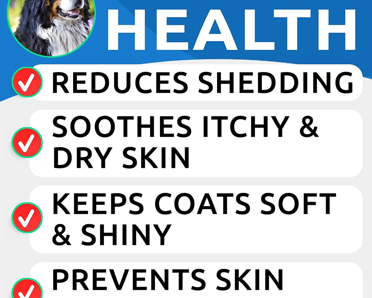 Omega 3 Fish Oil Treats for Dogs - 180 Soft Chews for Shedding, Skin Allergies, Itch Relief & Joint Health - Premium Salmon Oil with EPA & DHA for a Healthy Coat