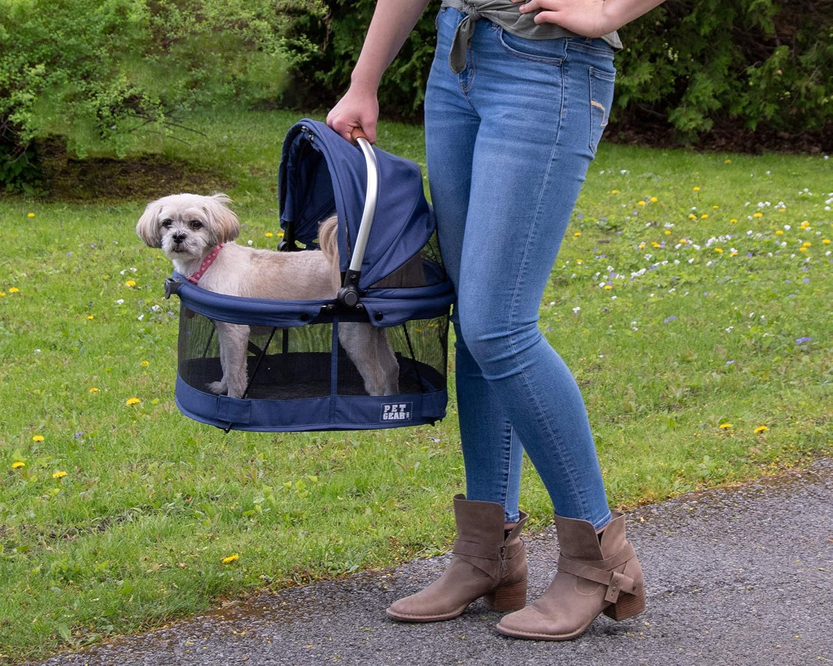 Ultimate No-Zip 360° Pet Safety Carrier & Car Seat for Small Dogs & Cats - 20-Inch, Navy