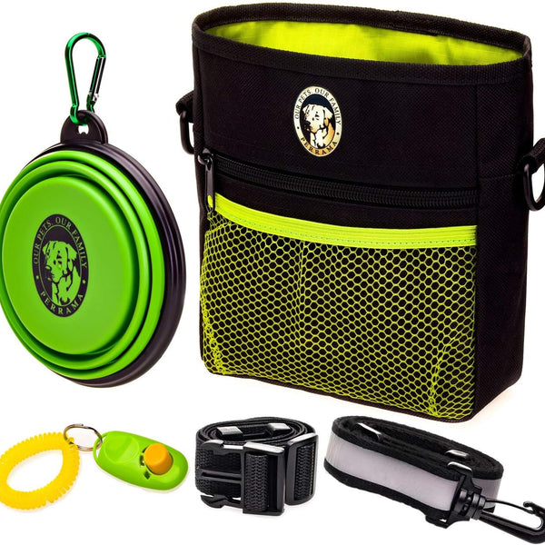 Premium Dog Treat Pouch with Clicker & Collapsible Bowl - Adjustable Reflective Straps for Training Success!