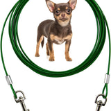 Zinco 10 Ft Heavy Duty Dog Tie Out Cable - Perfect for Small Breeds Up to 20 lbs - 360° Rotating Swivel for Training, Camping, and Backyard Fun - Vibrant Green