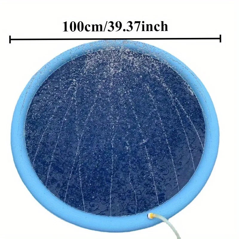 Ultimate Heavy-Duty Outdoor Pet Bathing Basin with Spray Function - Non-Slip Dog Water Play Mat for Summer Fun!