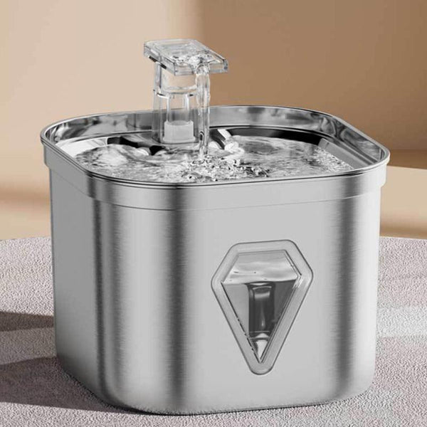 2.5L Stainless Steel Pet Water Dispenser - Large Capacity Pet Drinking Fountain for Dogs and Cats