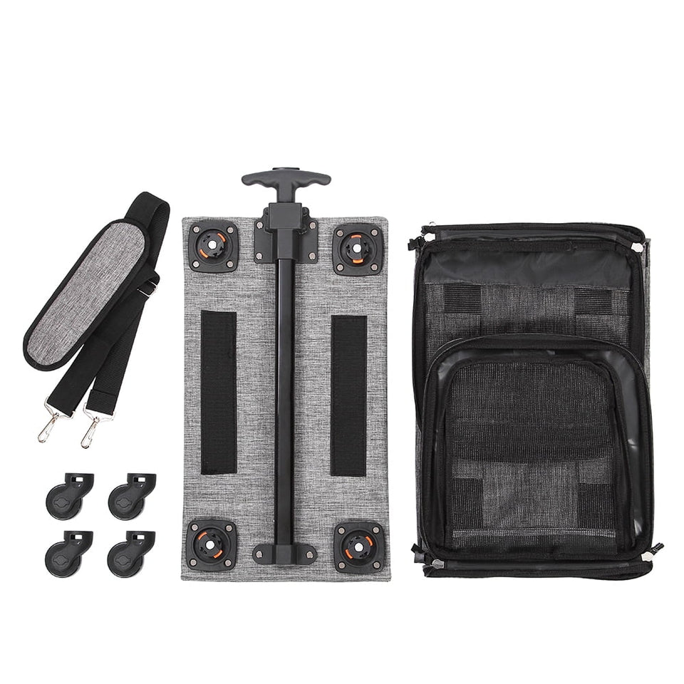 Airline Approved Rolling Pet Carrier for Small to Medium Dogs & Cats - Telescopic Handle & Wheels, Grey