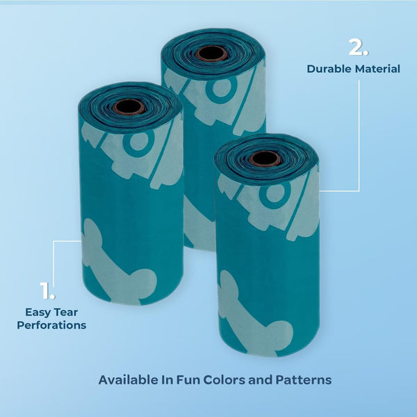 Premium Leak-Proof and Tear-Resistant Dog Waste Cleanup Bags (360 Count) - Durable Outdoor Use - Turquoise