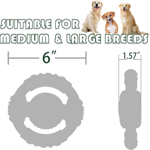 Durable Squeaky Dog Chew Toy - Rubber Steering Wheel Design for Medium and Large Breeds (Green)