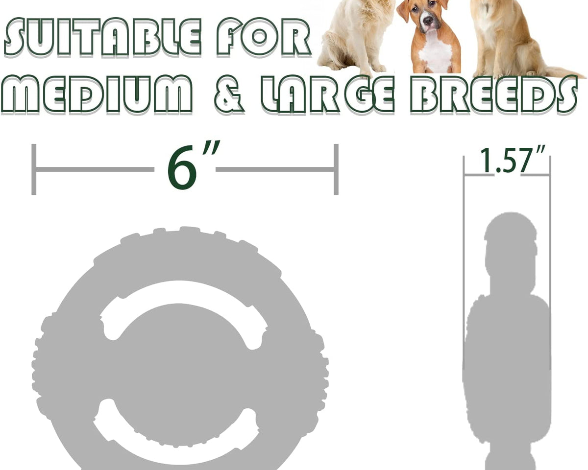 Durable Squeaky Dog Chew Toy - Rubber Steering Wheel Design for Medium and Large Breeds (Green)