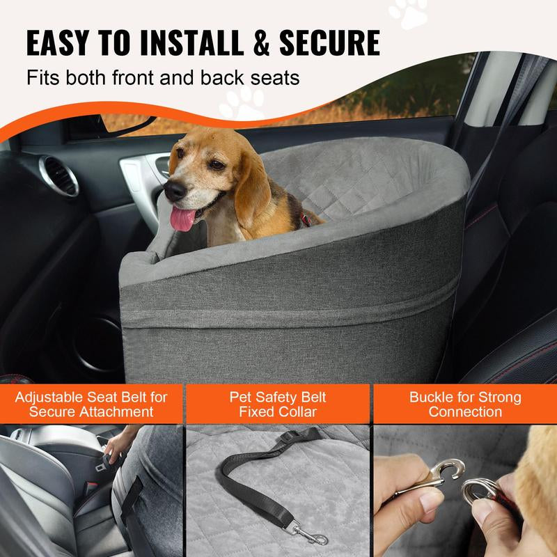  Waterproof Dog Booster Seat for Car with a Storage Pocket