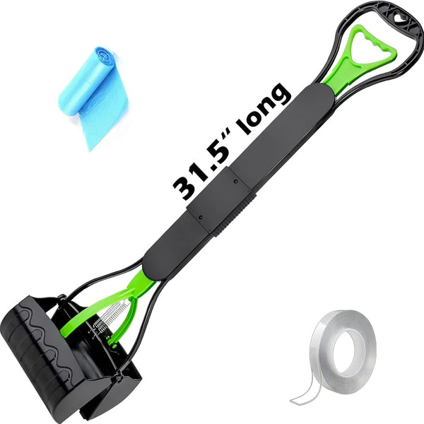 Ultimate Heavy-Duty Dog Pooper Scooper with 31.5-Inch Handle - Perfect for All Dog Sizes, Includes Waste Bags, Portable & Durable for Grass and Gravel Cleanup