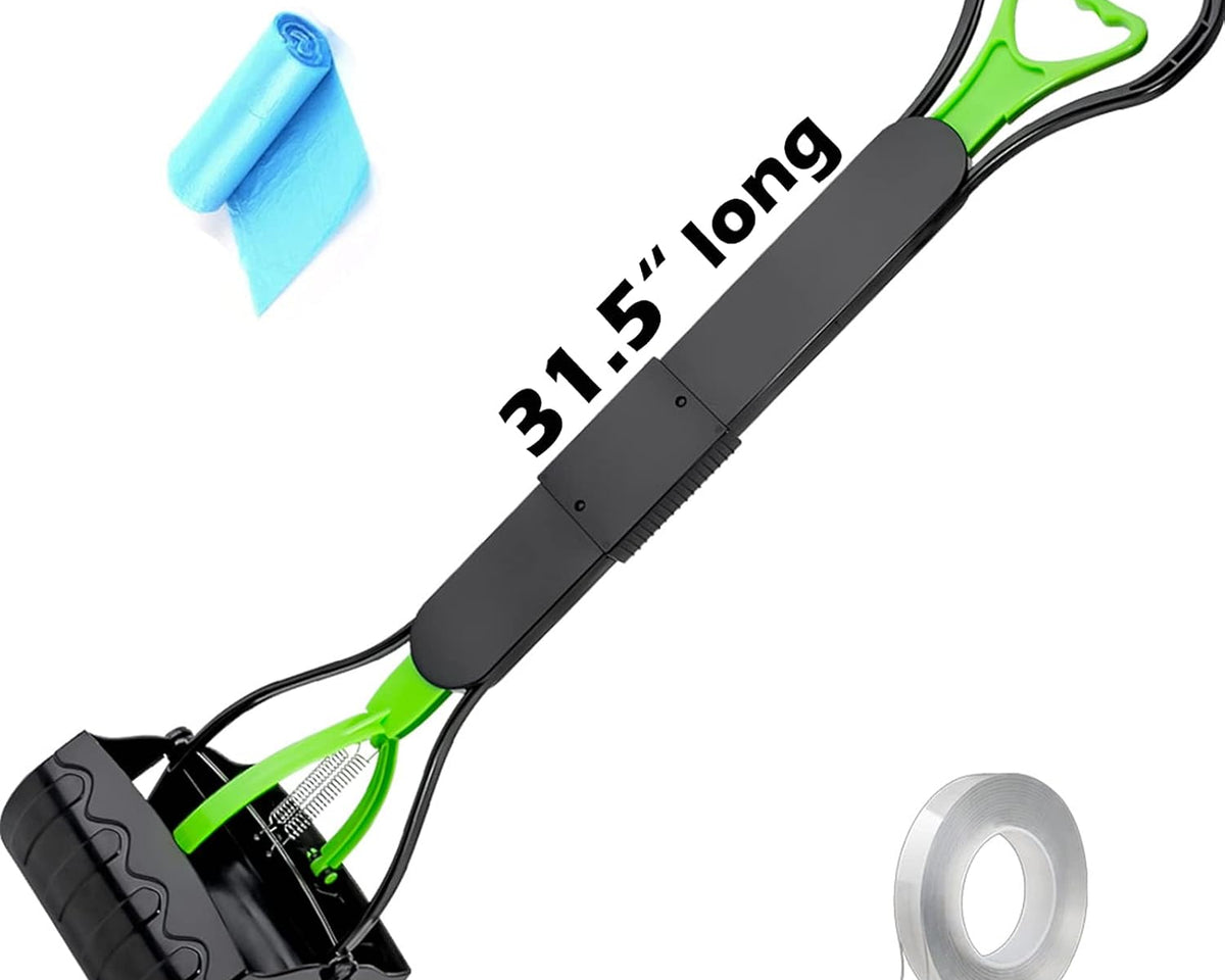 Ultimate Heavy-Duty Dog Pooper Scooper with 31.5-Inch Handle - Perfect for All Dog Sizes, Includes Waste Bags, Portable & Durable for Grass and Gravel Cleanup