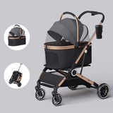 Premium Pet Stroller for Dogs & Cats - Foldable, Waterproof, with Storage Basket & Smooth Swivel Wheels for Ultimate Comfort!