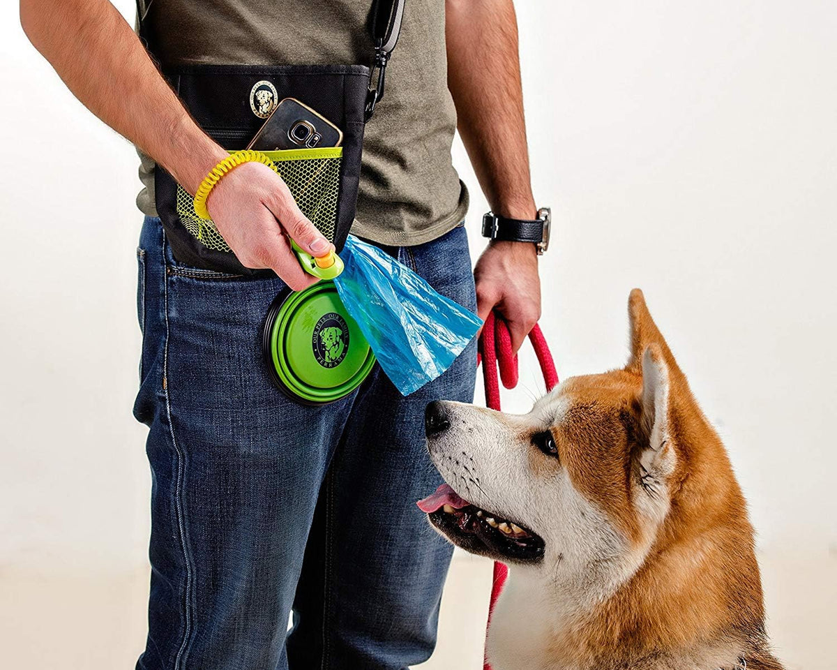 Premium Dog Treat Pouch with Clicker & Collapsible Bowl - Adjustable Reflective Straps for Training Success!