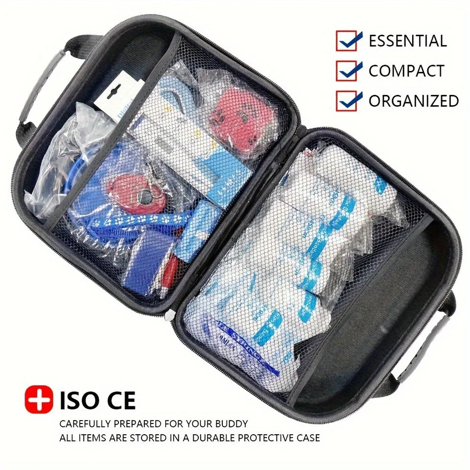 Ultimate 61-Piece Portable Pet First Aid Kit for Dogs and Cats - Essential Medical Supplies for Outdoor Travel and Camping