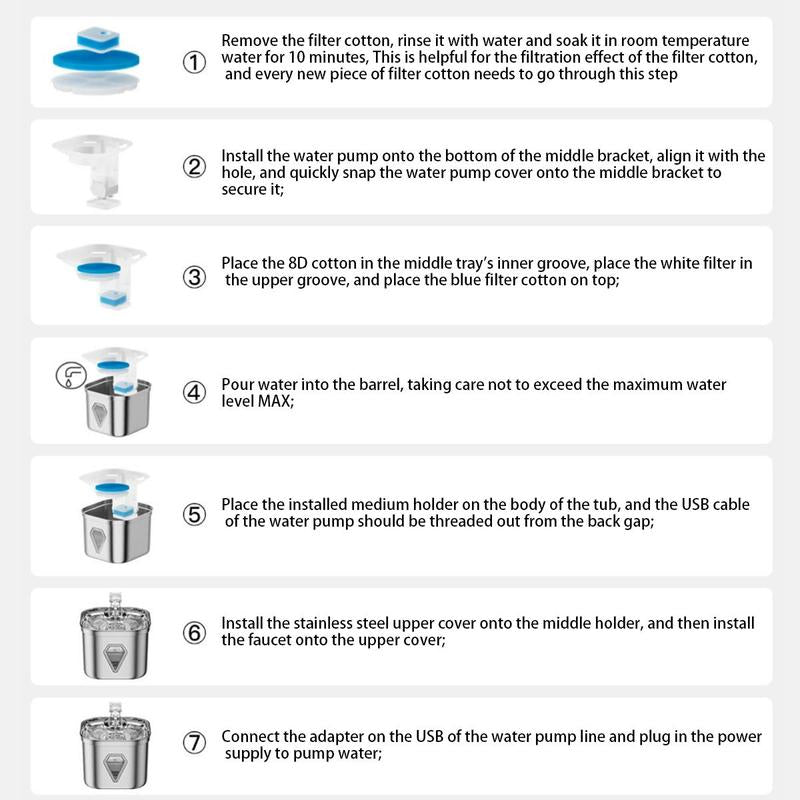 2.5L Stainless Steel Pet Water Dispenser - Large Capacity Pet Drinking Fountain for Dogs and Cats