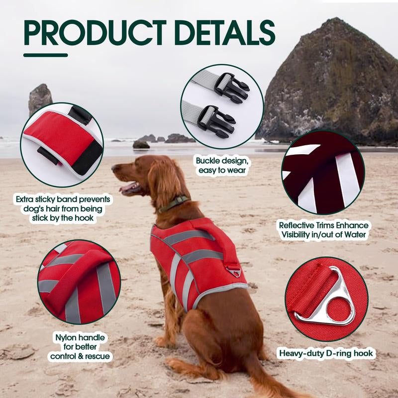 Kuoser High-Visibility Dog Life Jacket - Adjustable, Lightweight, and Reflective for Ultimate Safety and Floatation