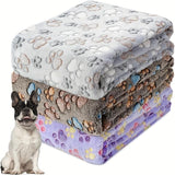 Cozy Footprint Pattern Pet Blanket Set - 3 Soft & Warm Blankets for Dogs & Cats, Perfect Grooming Accessory & Fun Gift!