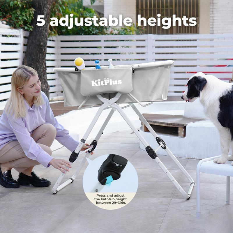 Portable Dog Bathtub, 2-In-1 Dog Bathing Station